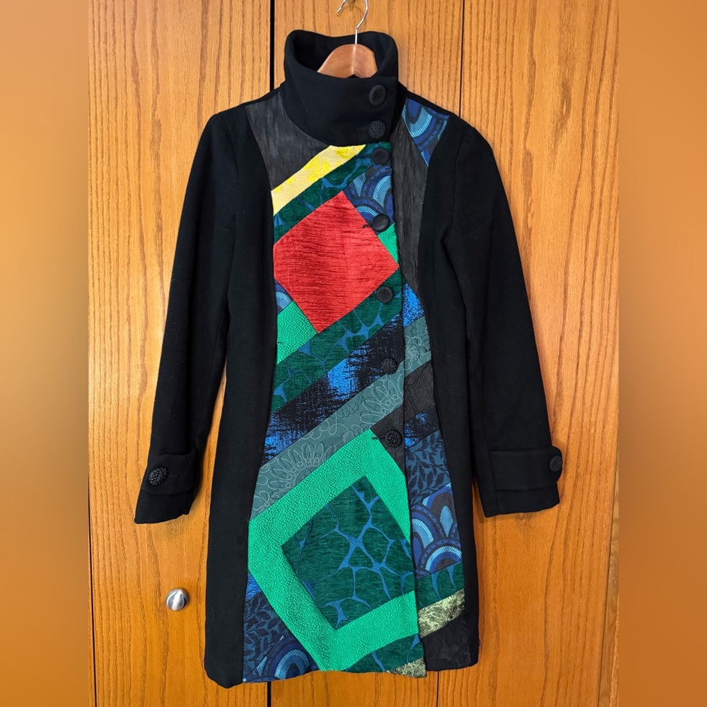 Desigual Black Jacket with Colorful Embroidery - Picture 2 of 11